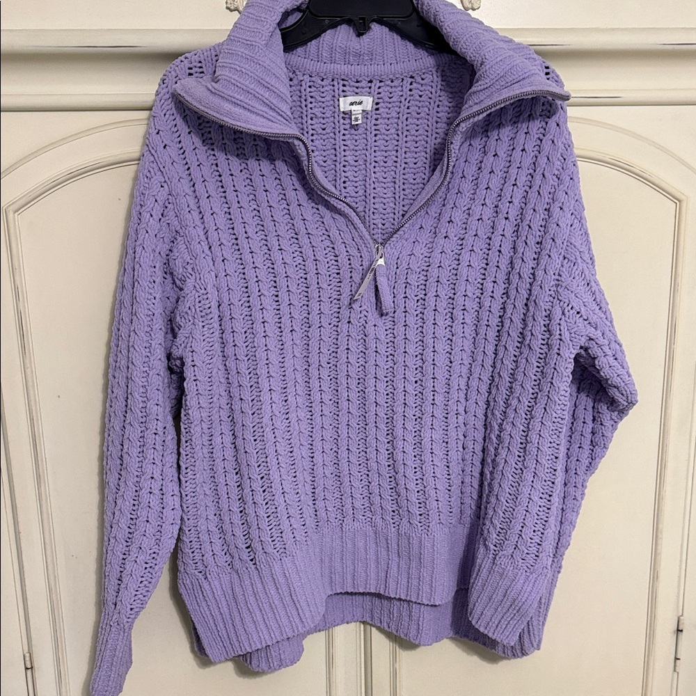 Aerie Lavender chenille Sweater size medium nwt